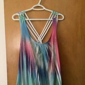 Maurices Criss Cross Back Straps Multi Pastel Color Summer Top Size 2